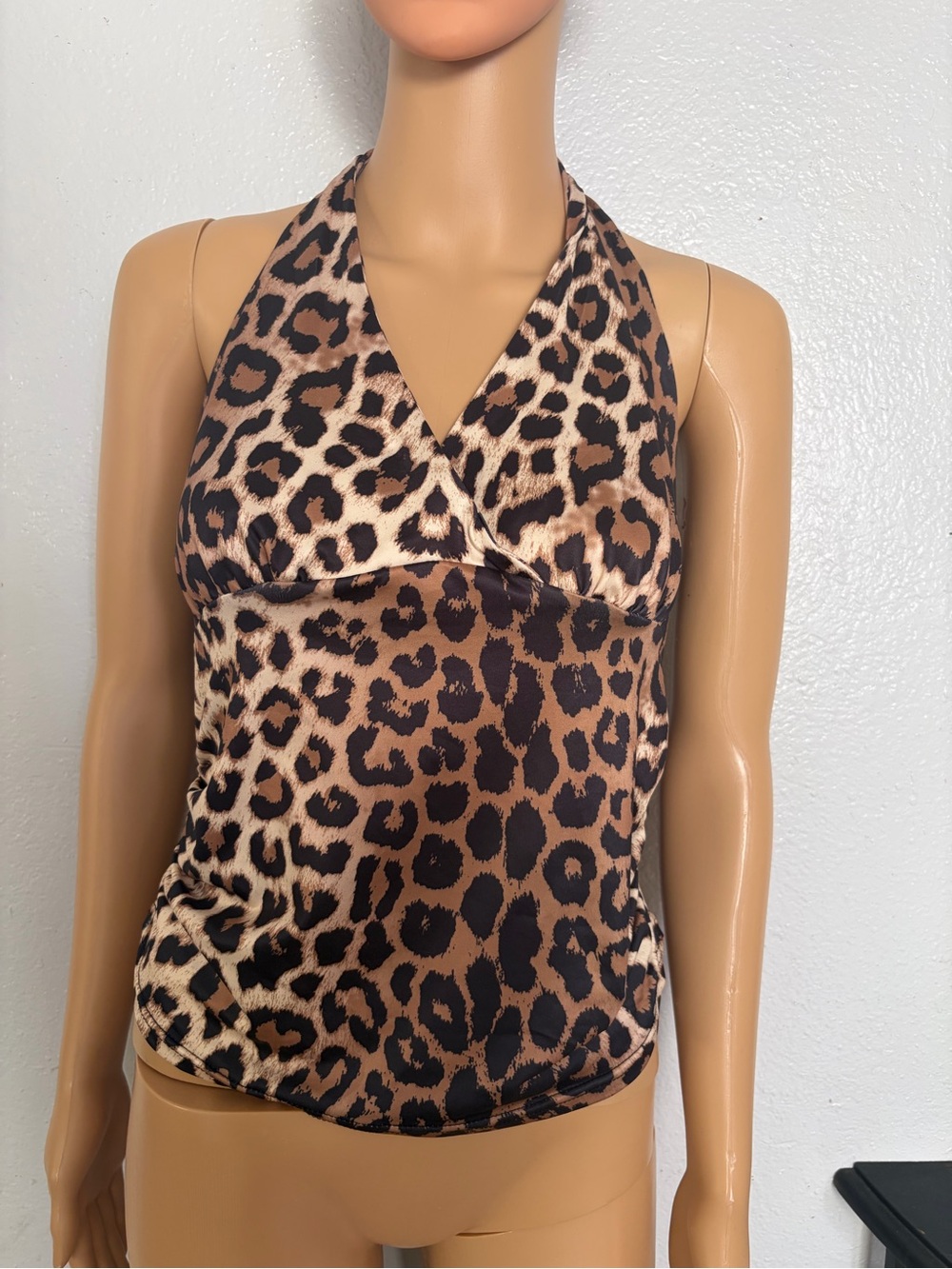 Leopard Print Halter Blouse in Brown